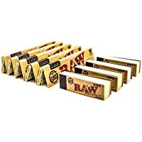 Rolling Papers Clásicos Tamaño King de RAW [5 Paquetes] y [4 Libretas] con Consejos de enrrollar de RAW